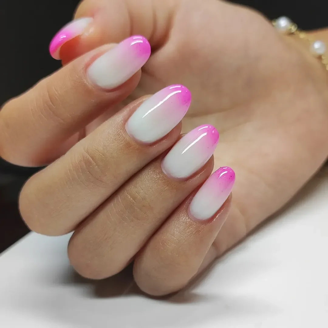 summer ombre nails 2026 Milky Pink Tip Ombre Nails
