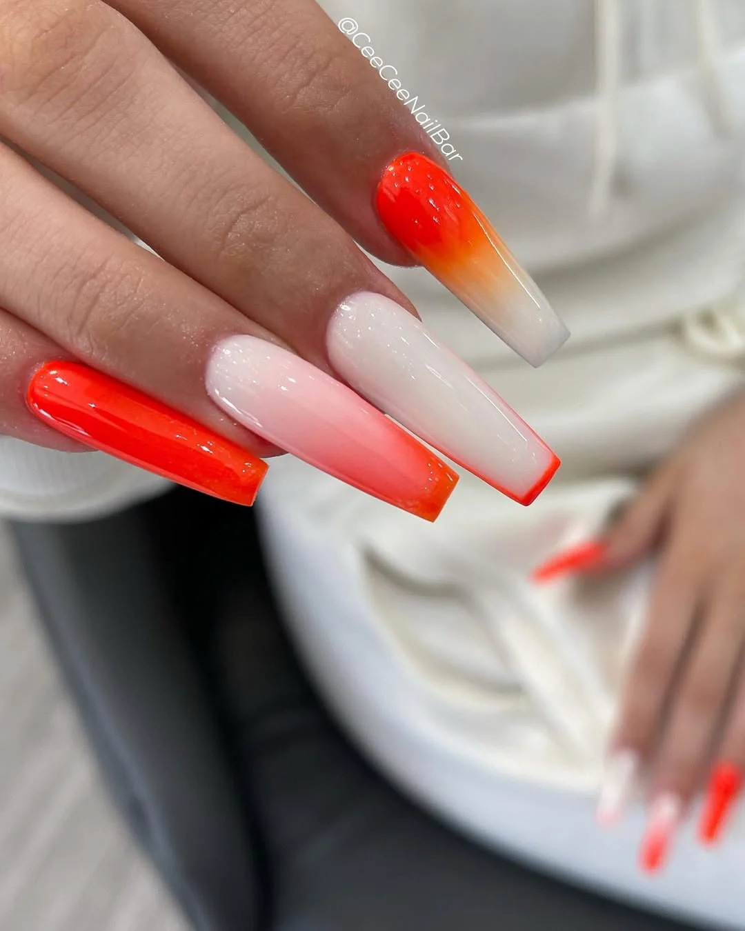summer ombre nails 2026 Orange Milk Ombre Square Nails