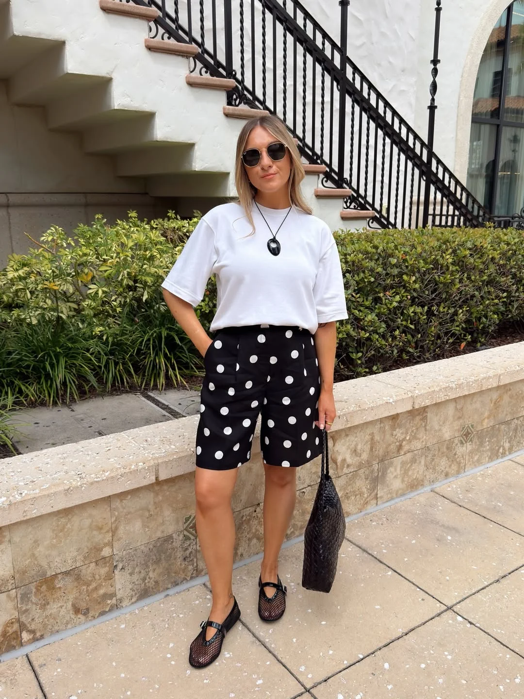 28 summer outfits for women 2026 Polka Dot Shorts With A Clean White Tee