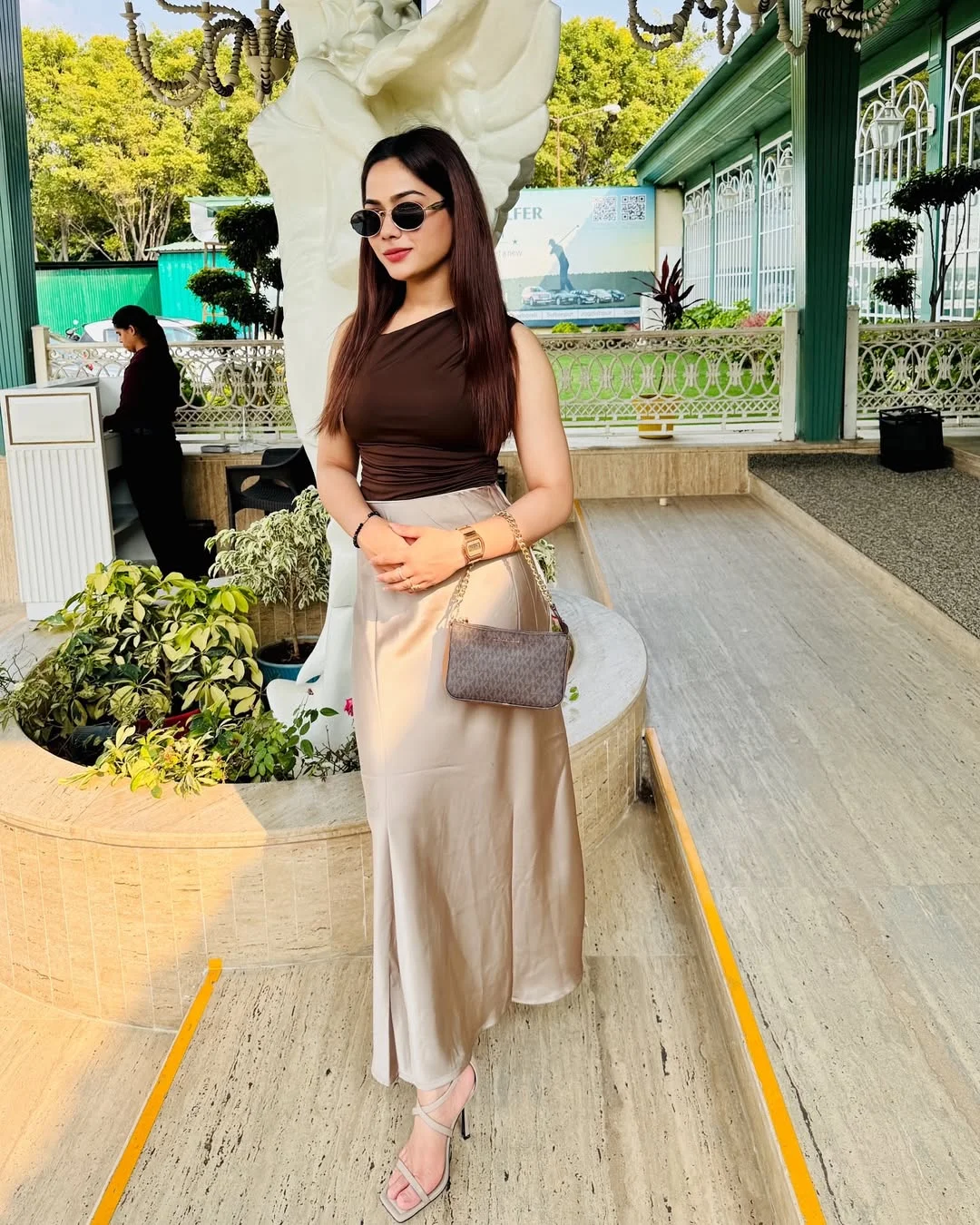 28 summer outfits for women 2026 Chocolate Brown And Satin Beige For A Polished Evening