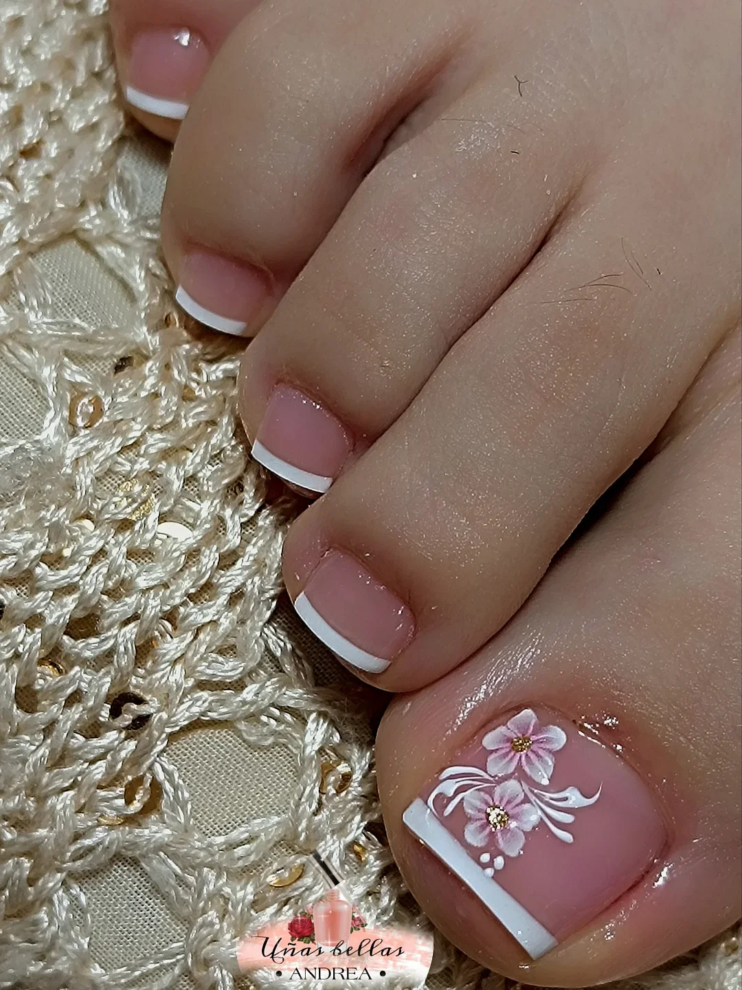 summer pedicure colors 2026 Romantic Floral French for Soft Summer Days