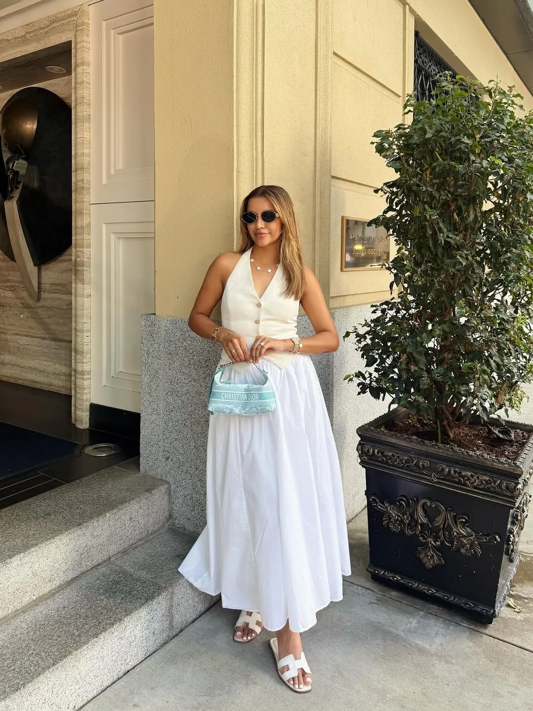 30 summer skirt outfits 2026 White Vest Top With A Full White Midi Skirt
