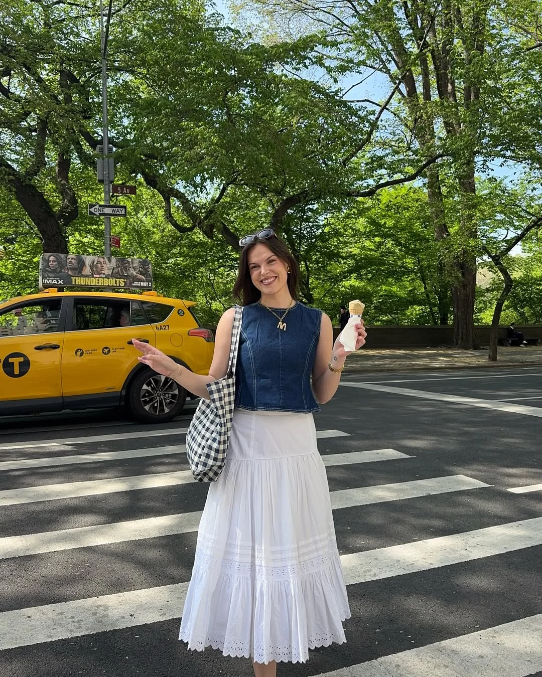 30 summer skirt outfits 2026 Denim Sleeveless Top With A White Tiered Skirt