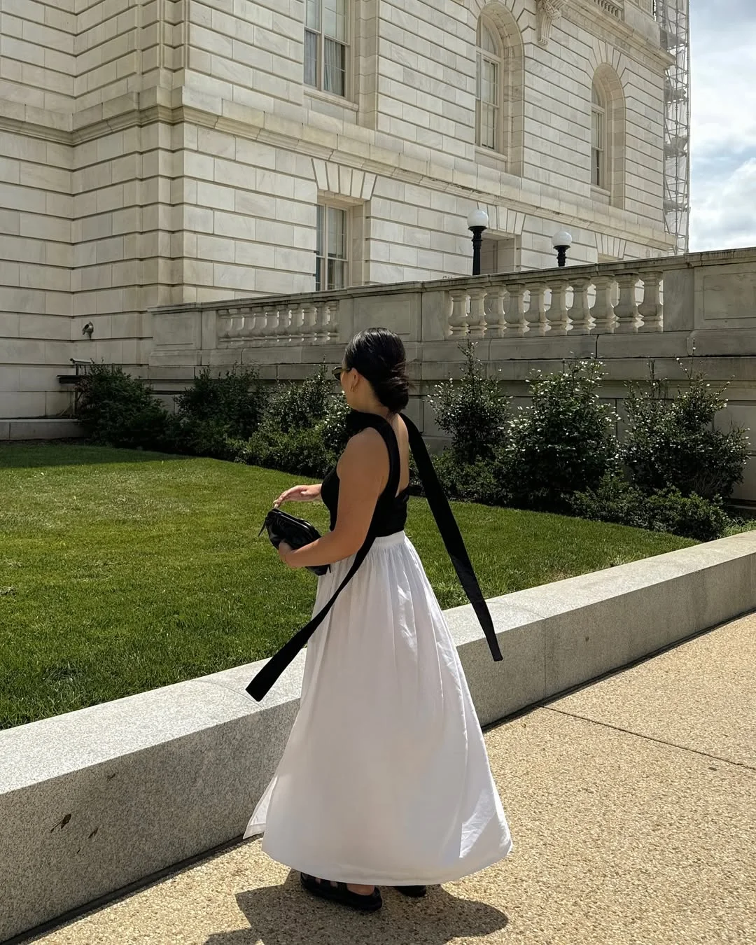 30 summer skirt outfits 2026 Black Halter Top With A White Full Skirt