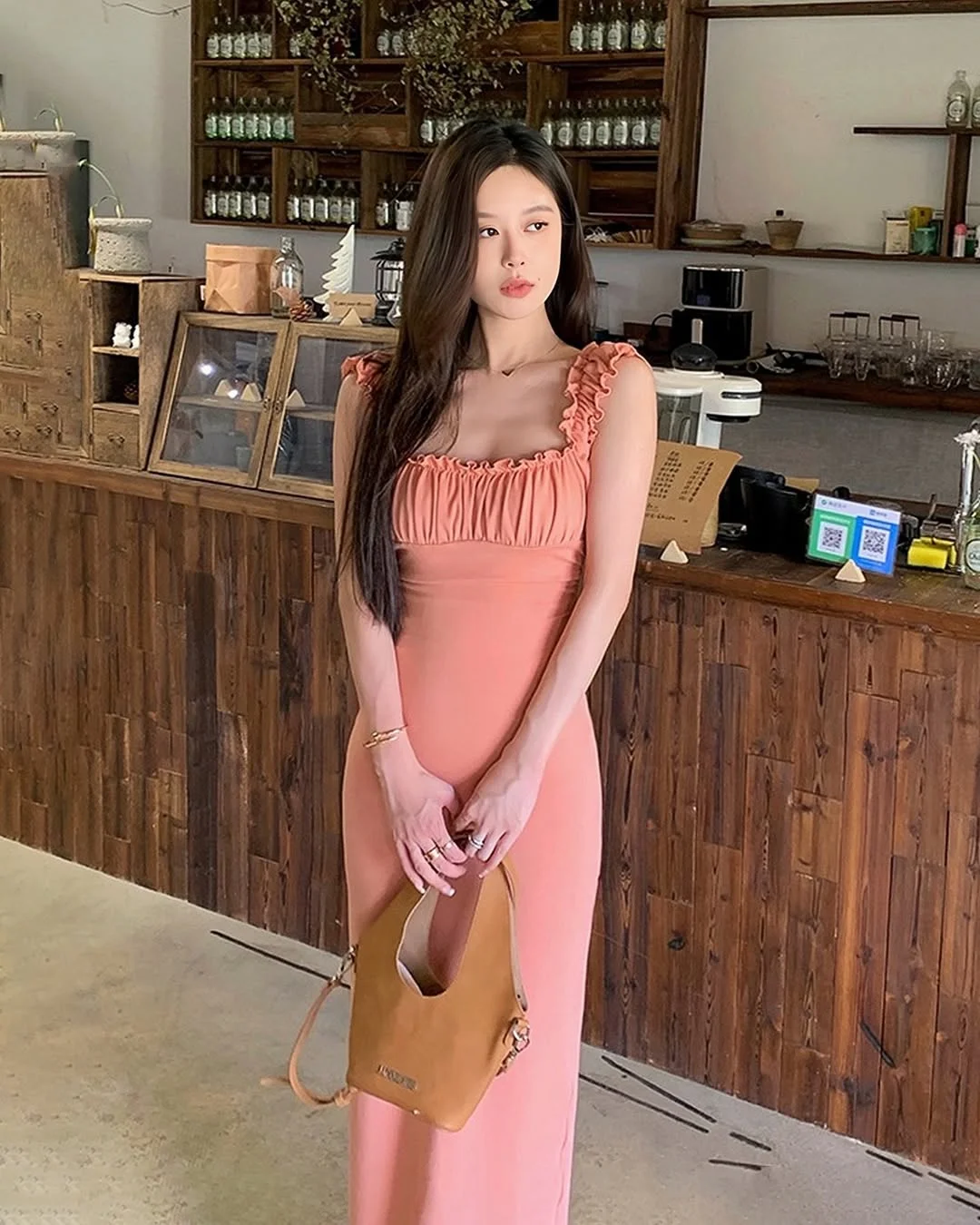 summer sundresses for women 2026 Soft Coral Sundress With Ruched Straps