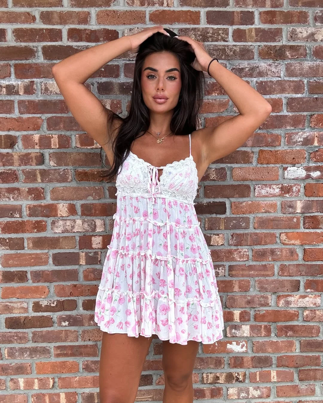 summer sundresses for women 2026 White Floral Mini Sundress With A Flirty Ruffle Shape