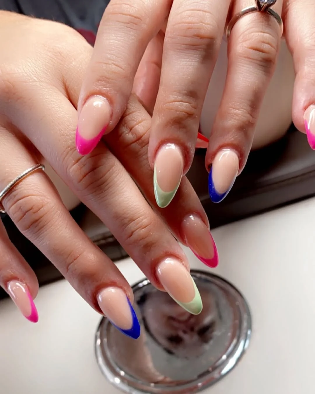 summer vacation nails 2026 Colorful French Tips With a Beach Weekend Mood