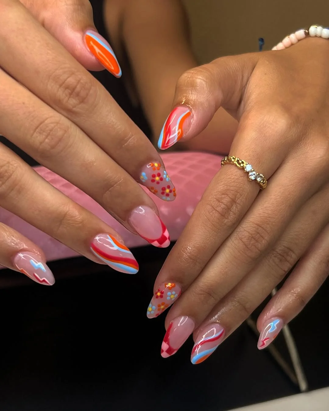 summer vacation nails 2026 Neon Swirls and Confetti Dots for Poolside Energy