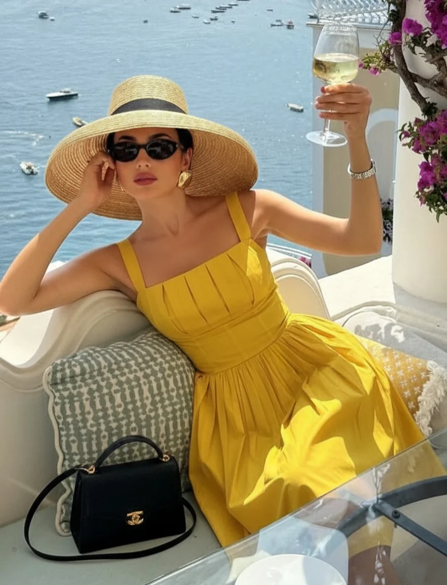 25 summer vacation resort outfits 2026 Sunshine Yellow Midi Dress With Riviera Energy