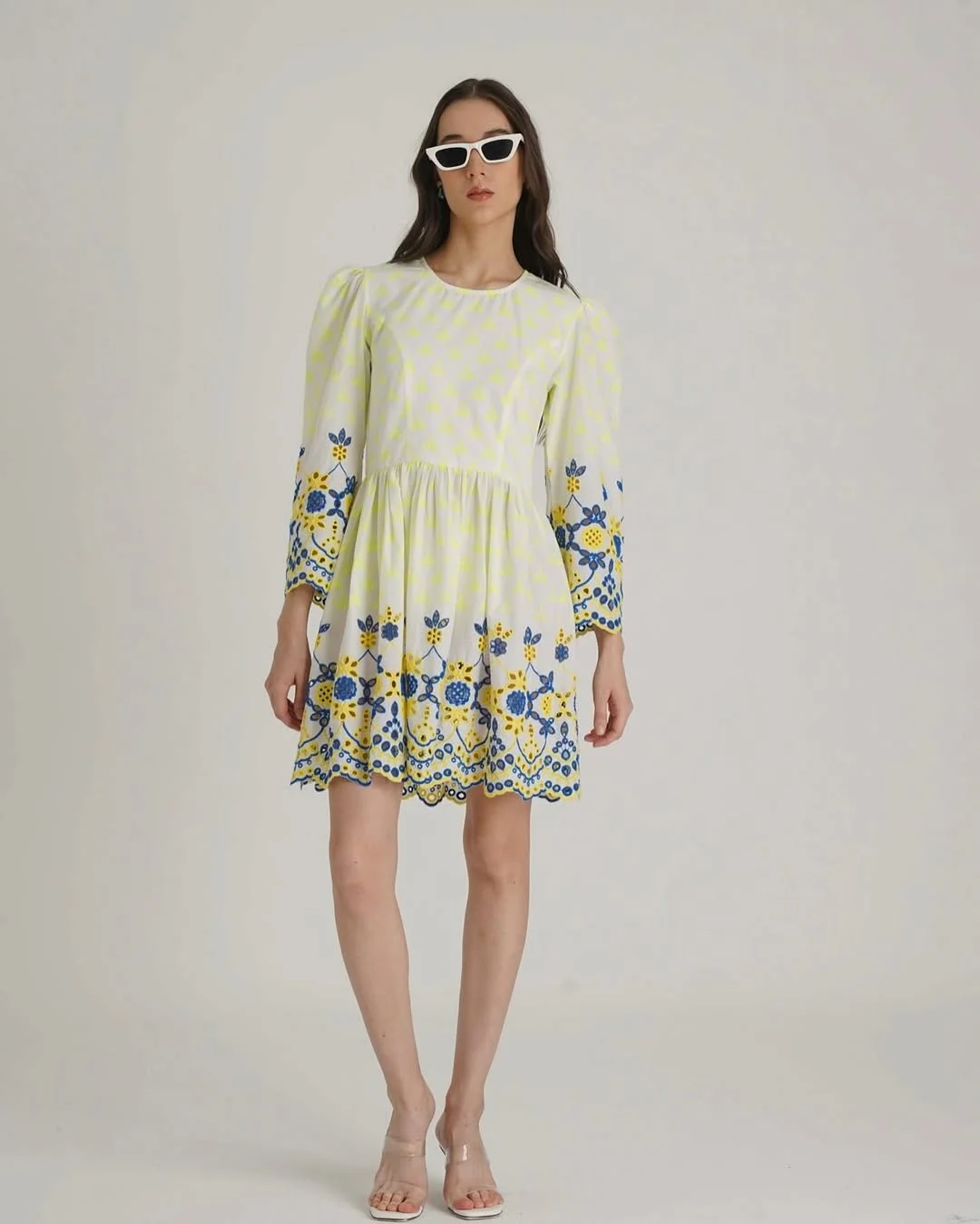 25 summer vacation resort outfits 2026 Embroidered Mini Dress With Fresh Citrus Detail