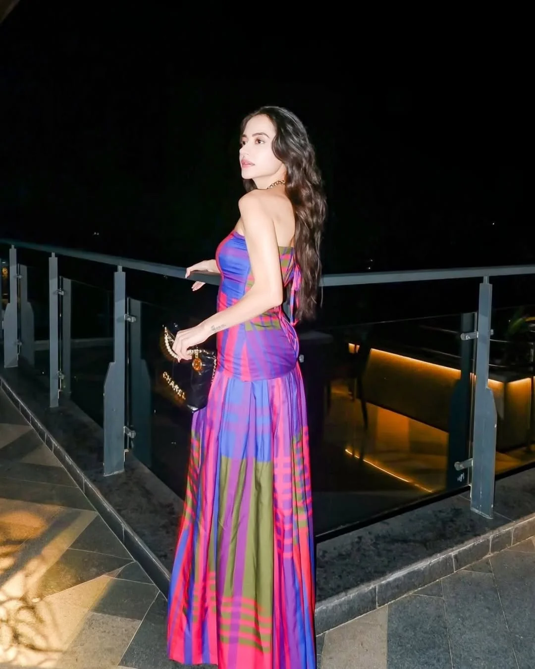 25 summer vacation resort outfits 2026 Colorful Strapless Maxi Dress For A Night Resort Walk
