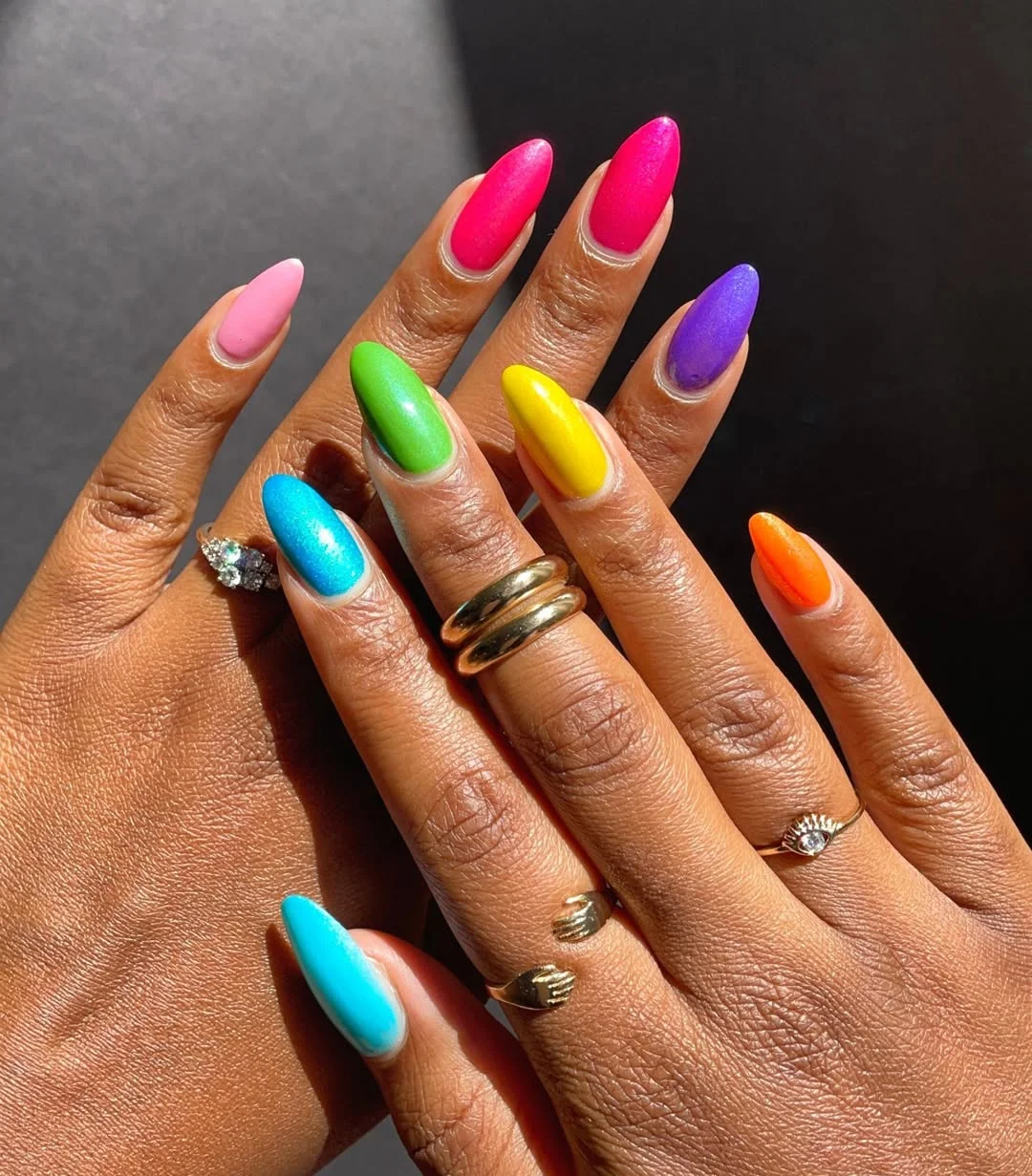 summer vibrant nails summer 2026 Rainbow Solid Nails for Maximum Summer Color