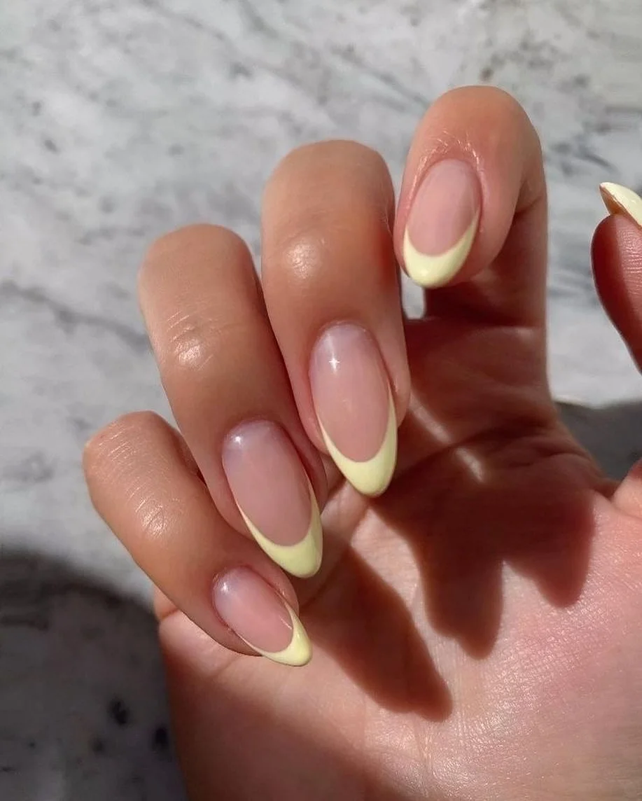 summer yellow nails 2026 Classic Butter Yellow French Almond Nails