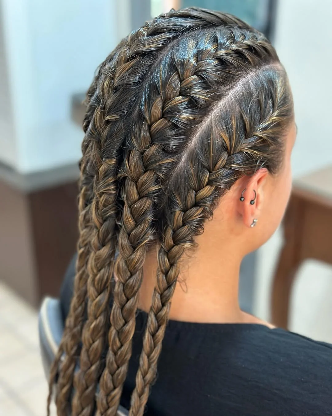 trendy summer braids hairstyle 2026 Glossy Double Feed-In Braids With Summer Precision