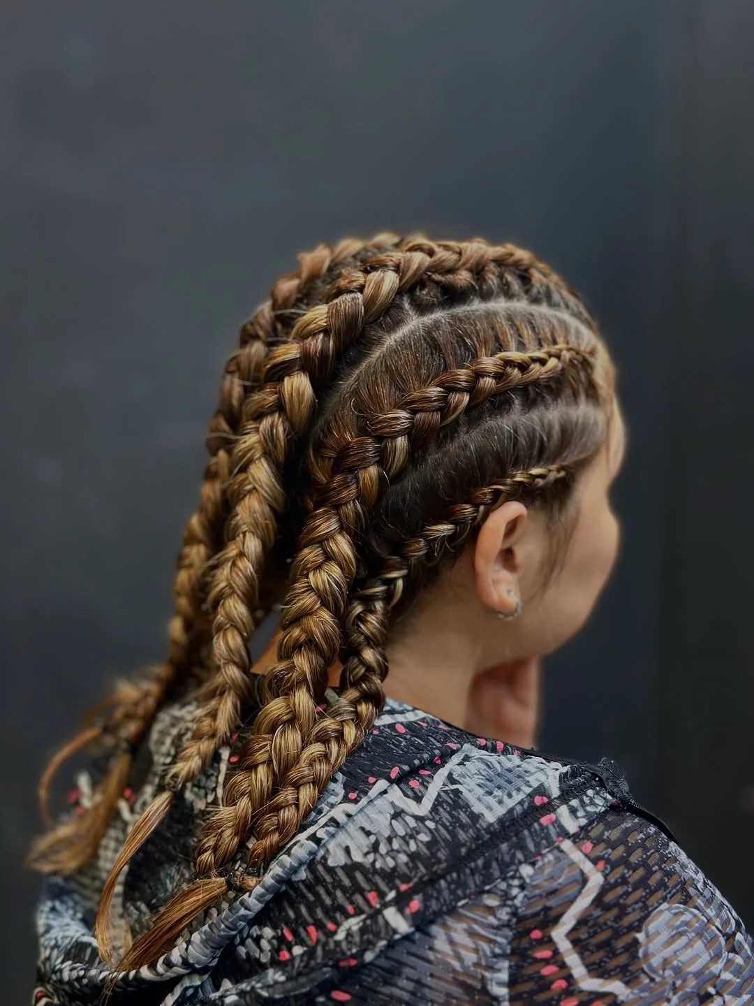trendy summer braids hairstyle 2026 Chunky Feed-In Braids With Golden Dimension