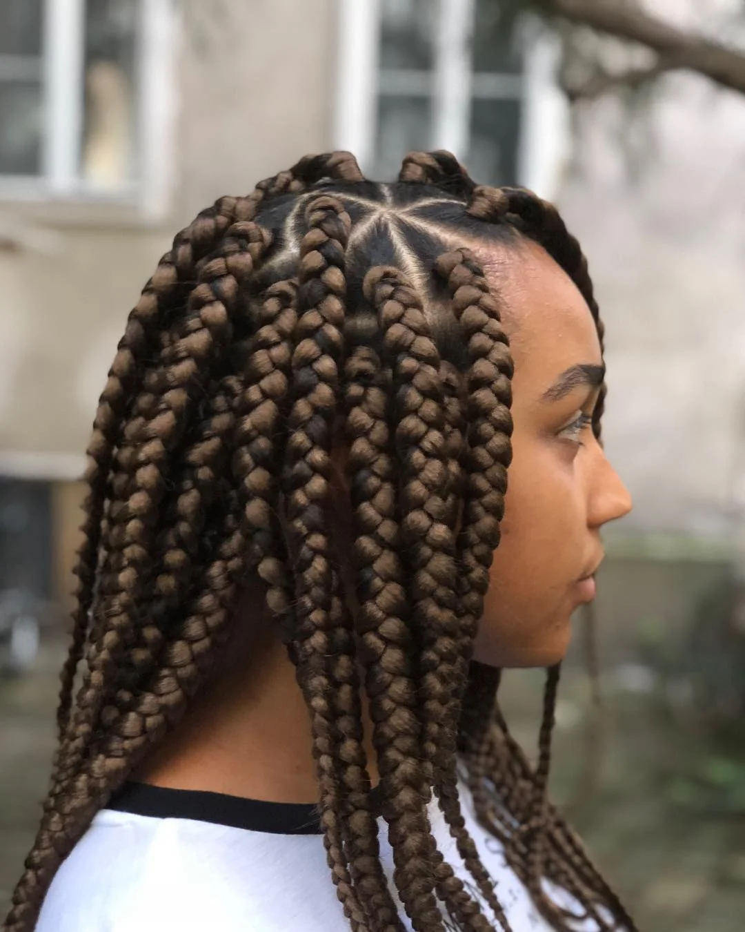 trendy summer braids hairstyle 2026 Chunky Square-Part Braids With Soft Brown Dimension