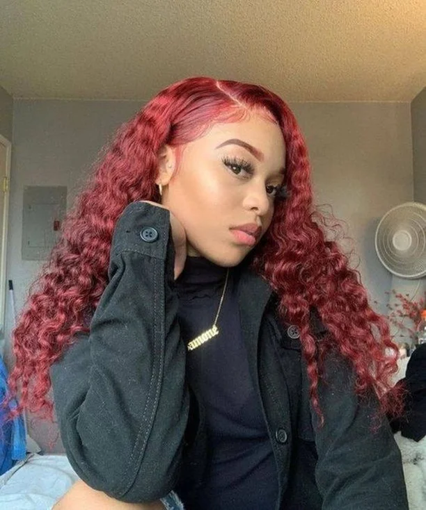 trendy summer hairstyle black women 2026 Bold Red Waves With Glossy Summer Heat
