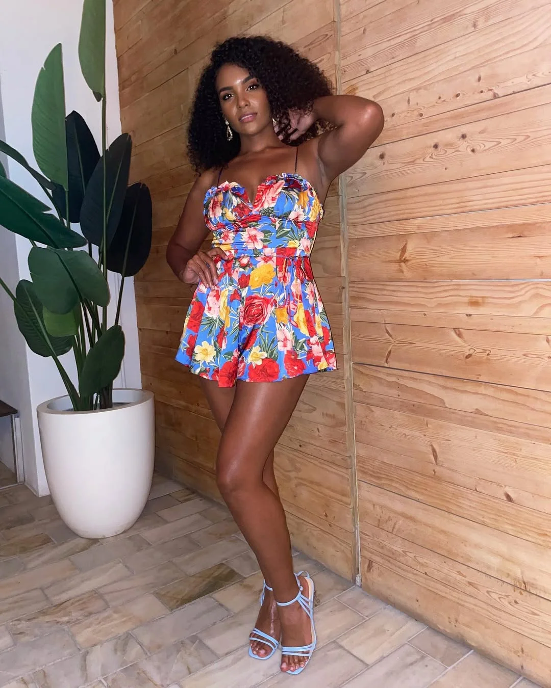 trendy summer outfits for black woman 2026 Floral Mini Dress With Sweet Summer Color