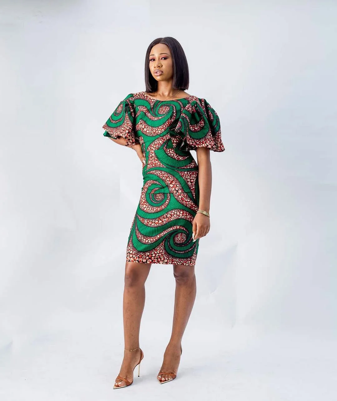 trendy summer outfits for black woman 2026 Green Swirl Mini Dress With Polished Print Energy