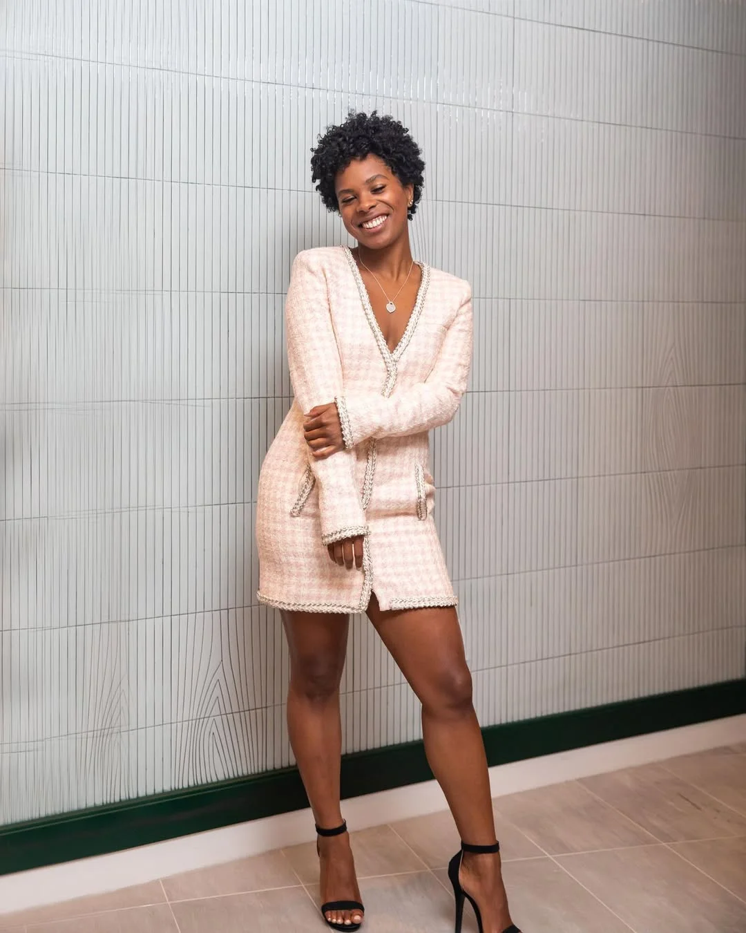 trendy summer outfits for black woman 2026 Soft Tweed Blazer Dress With Mini Suit Attitude