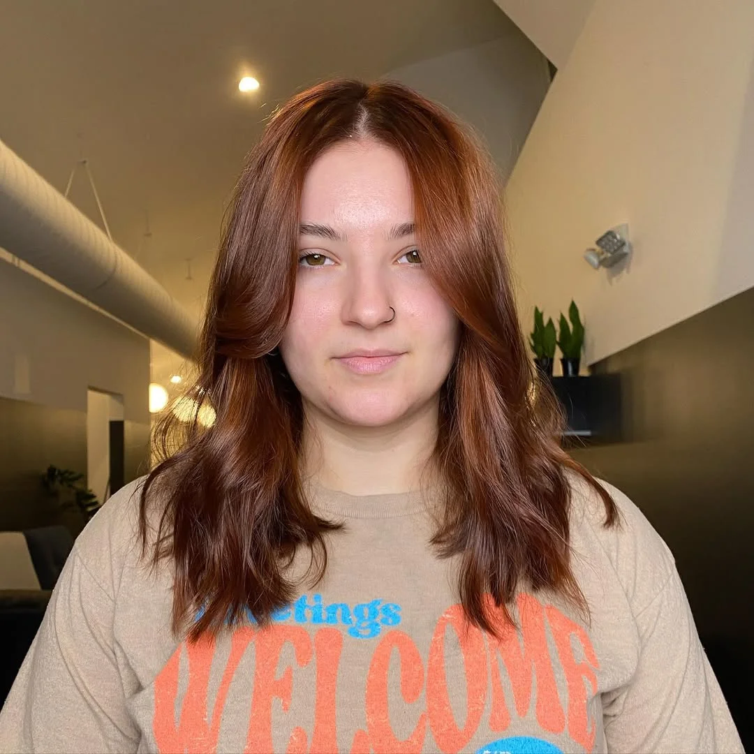 warm summer auburn hair color 2026 Soft Auburn Lob With Face-Framing Movement