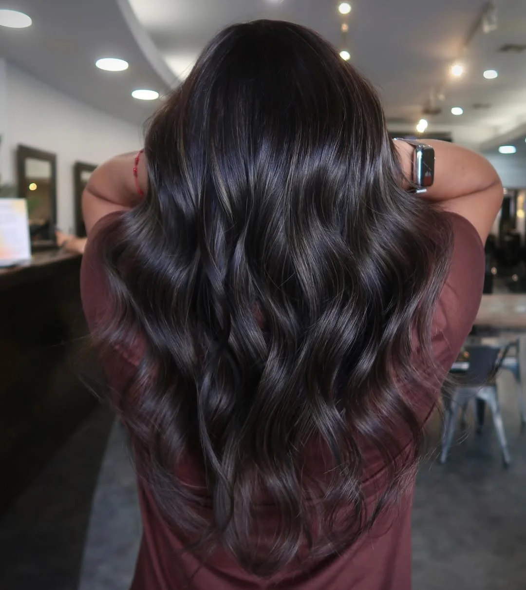 warm summer brunette hair color 2026 Deep Roast Brunette With Cool Midnight Shine