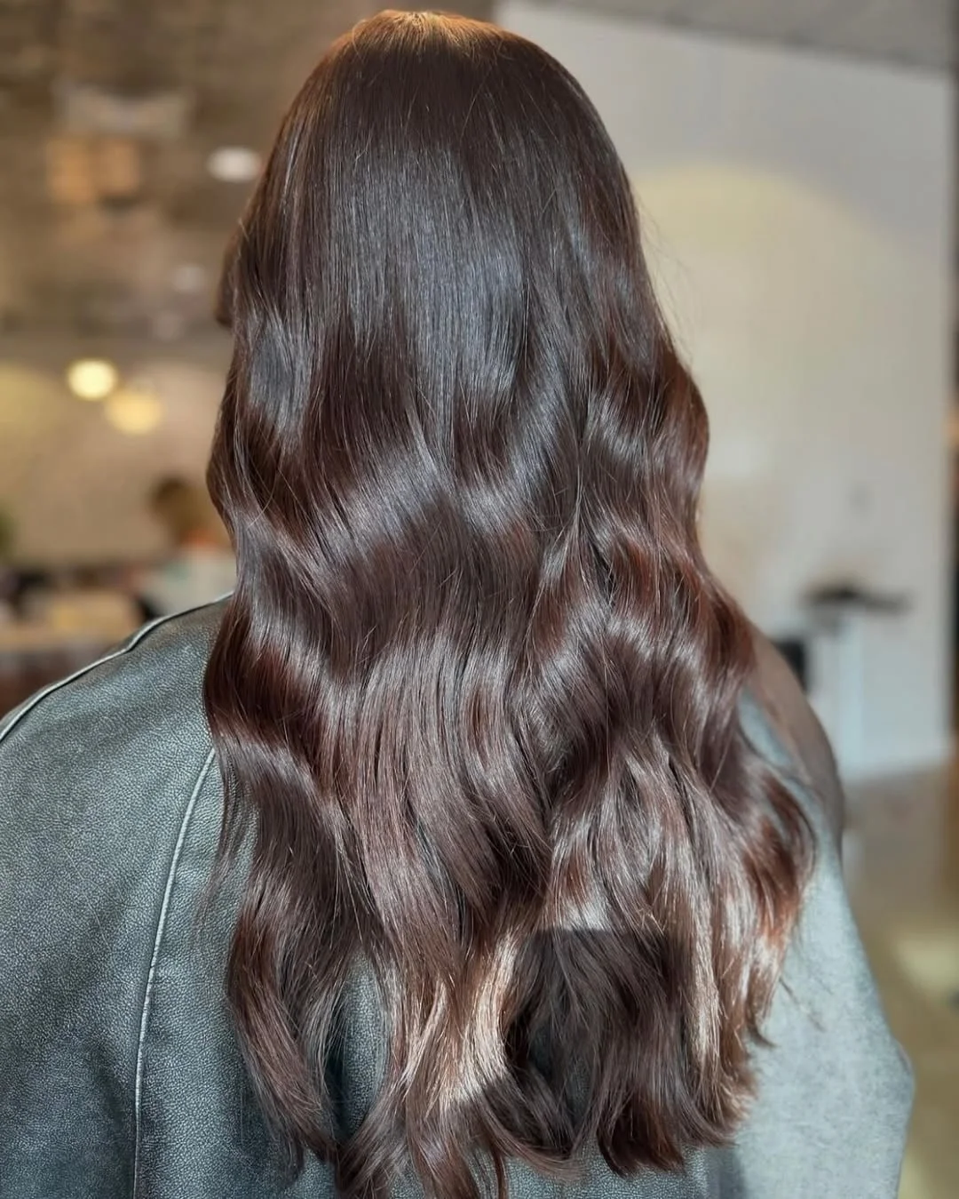 warm summer brunette hair color 2026 Liquid Brunette Waves With Espresso Gloss
