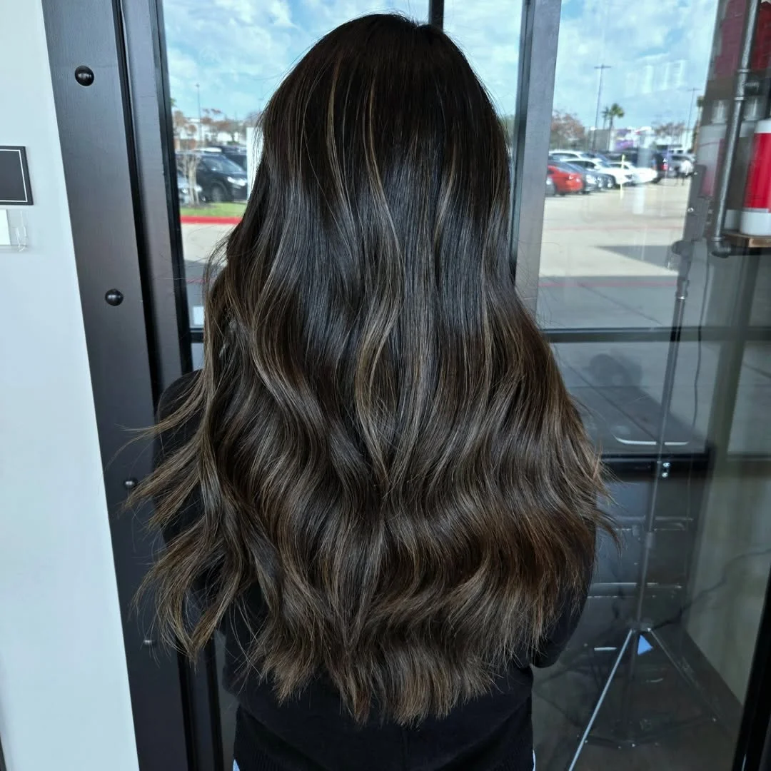 warm summer brunette hair color 2026 Shadowed Brunette Waves With Cool Summer Dimension