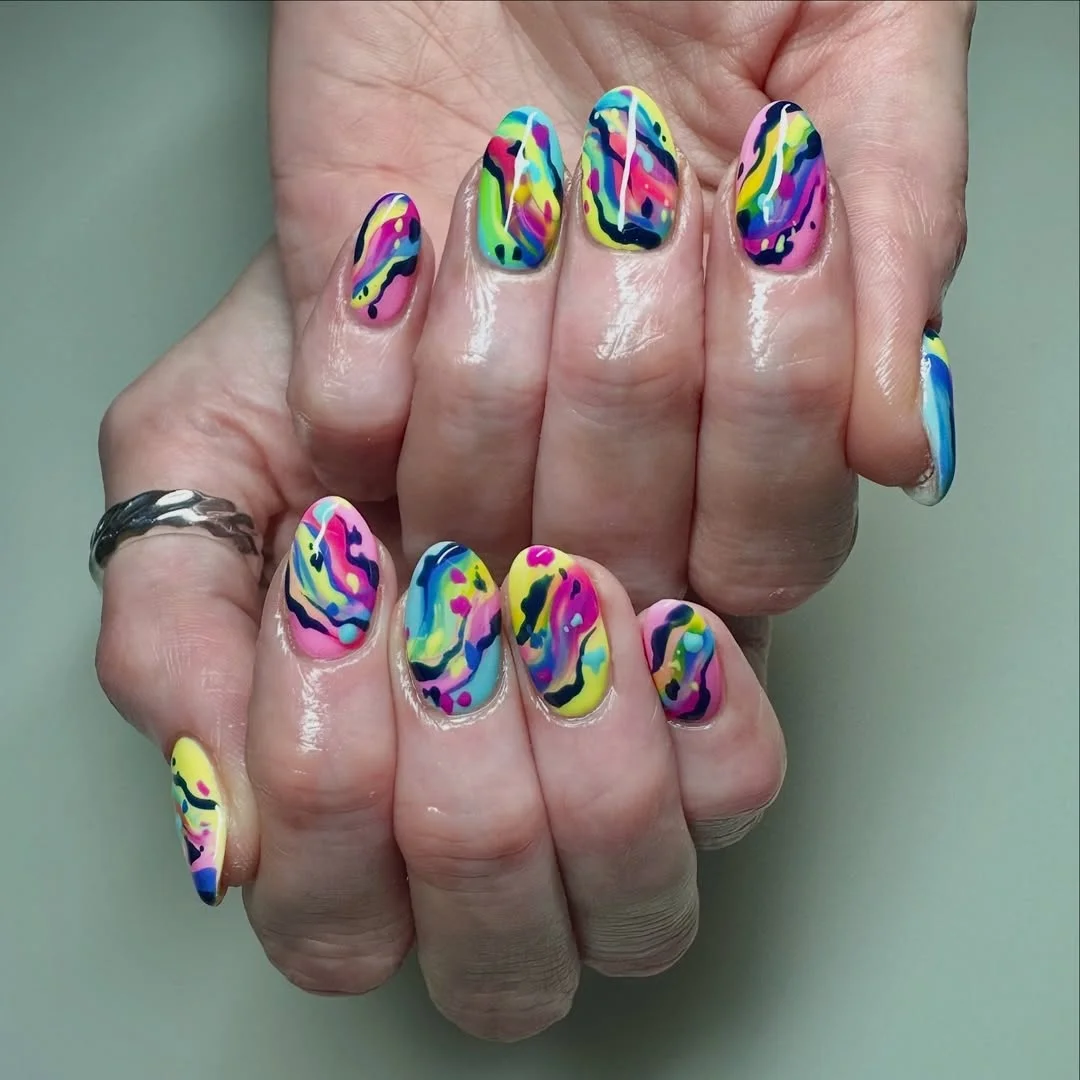 july nail colours ideas 2026 Rainbow Abstract Nails With A Pop-Art July Mood
