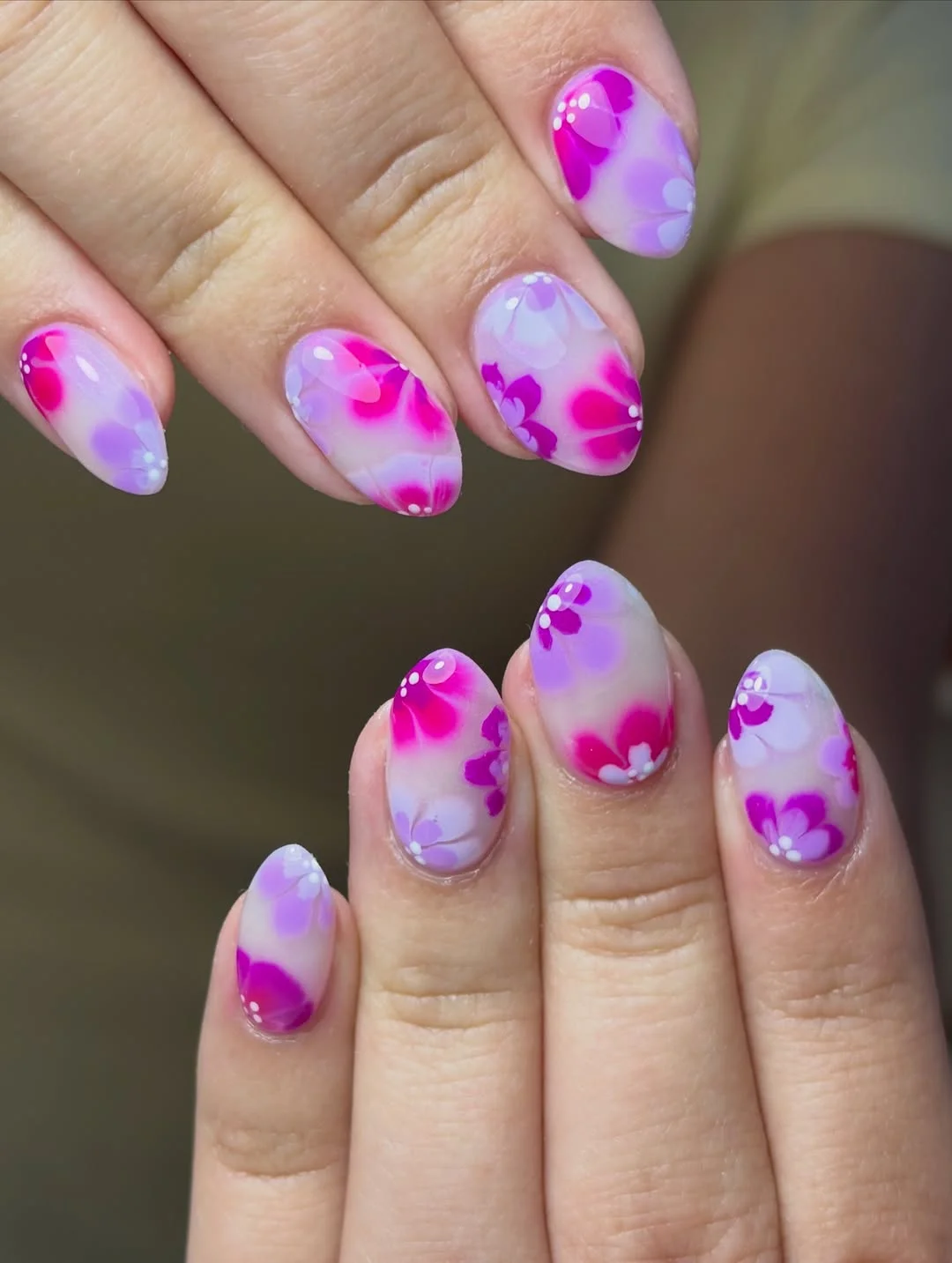 july nails design ideas 2026 Watercolor Pink And Lavender Flower Nails