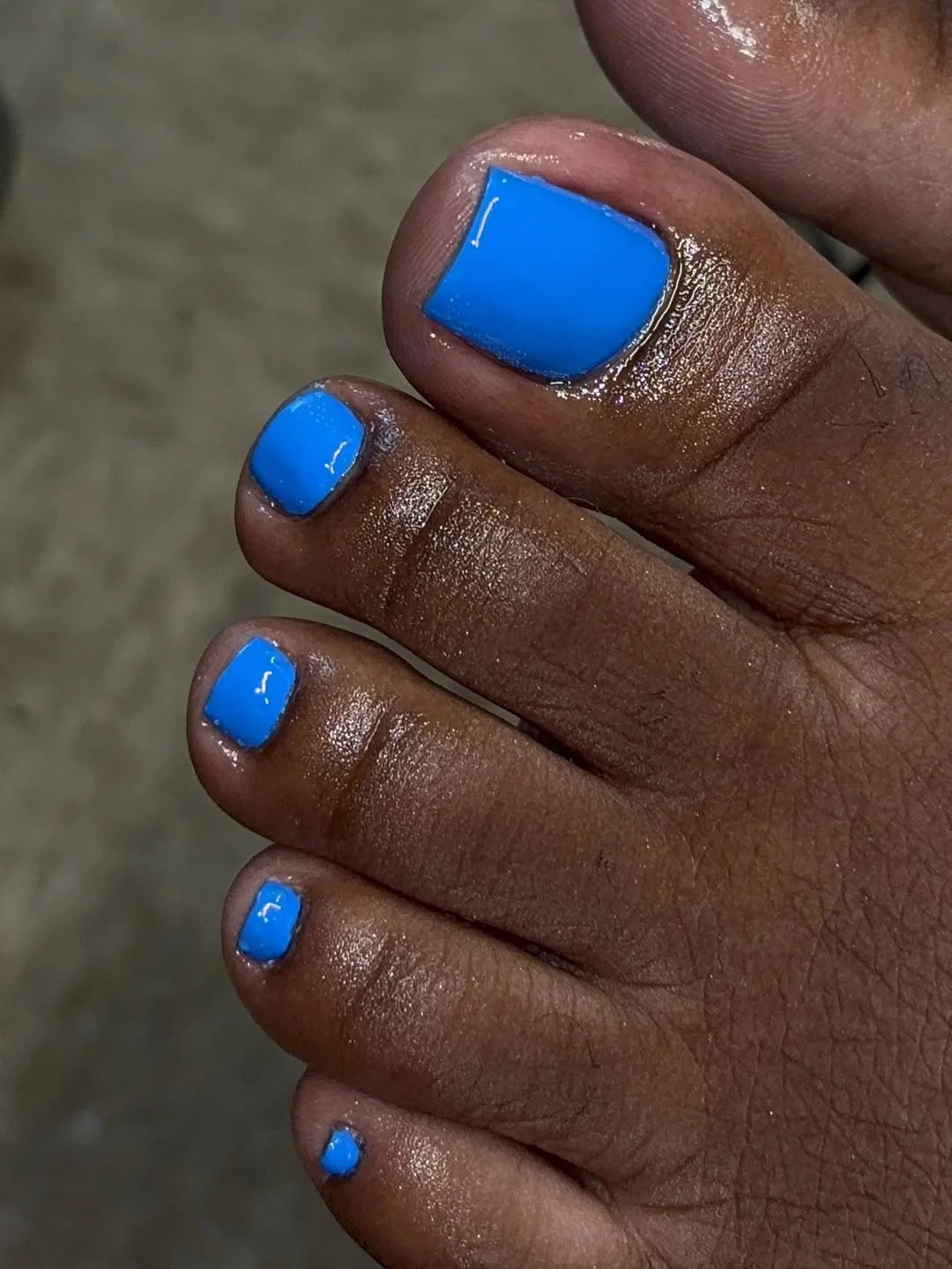 july toe nails design - summer ideas 2026 Bright Pool-Blue Toes With a High-Gloss Finish