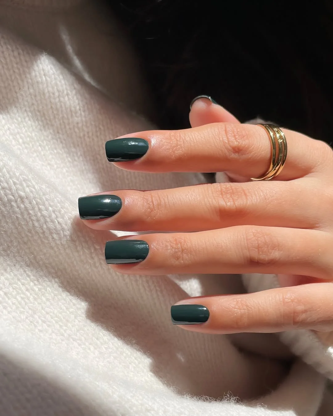 june manicure ideas 2026 Deep Forest Green Short Nails