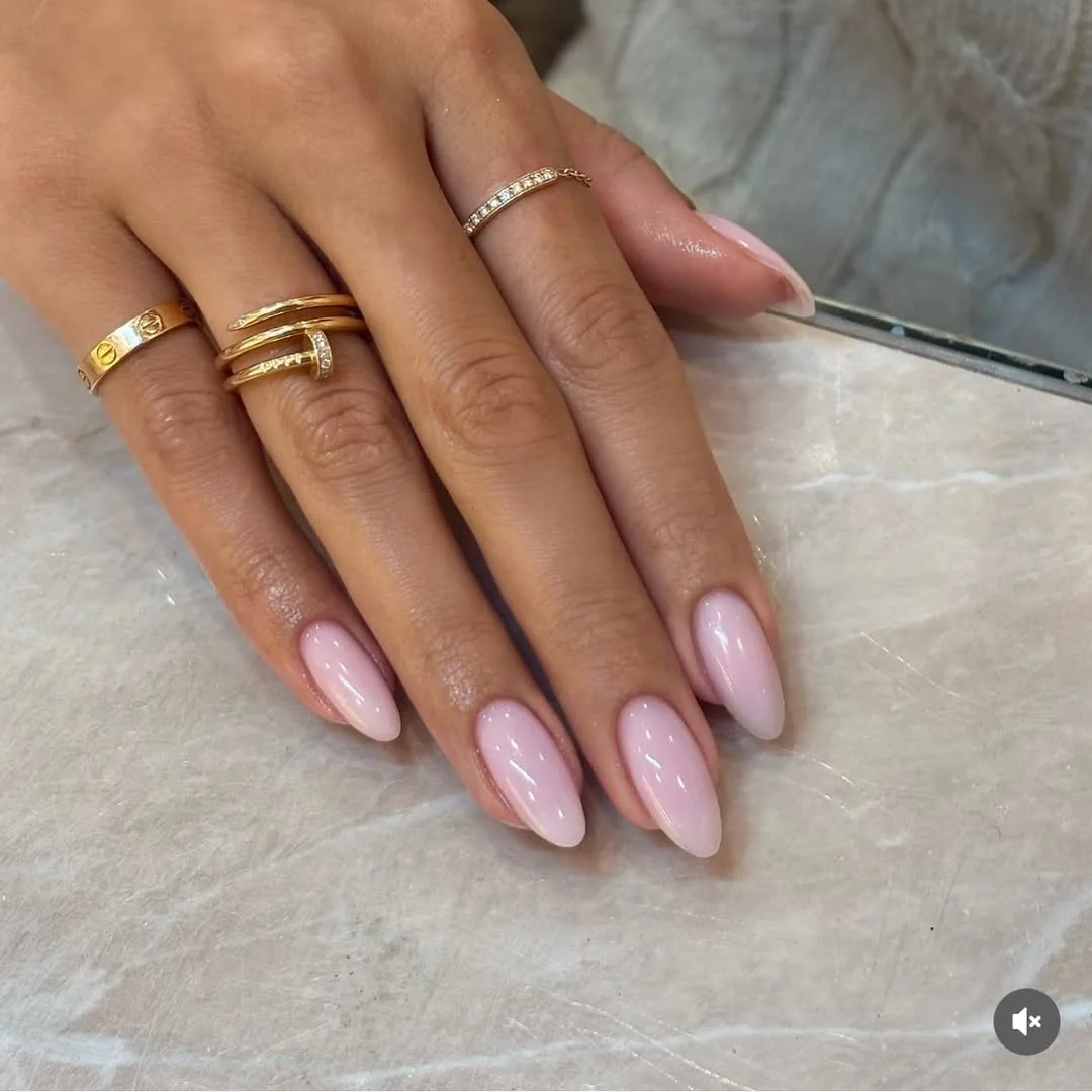 plain summer nails 2026 Soft Almond Pink With A Glossy Summer Finish