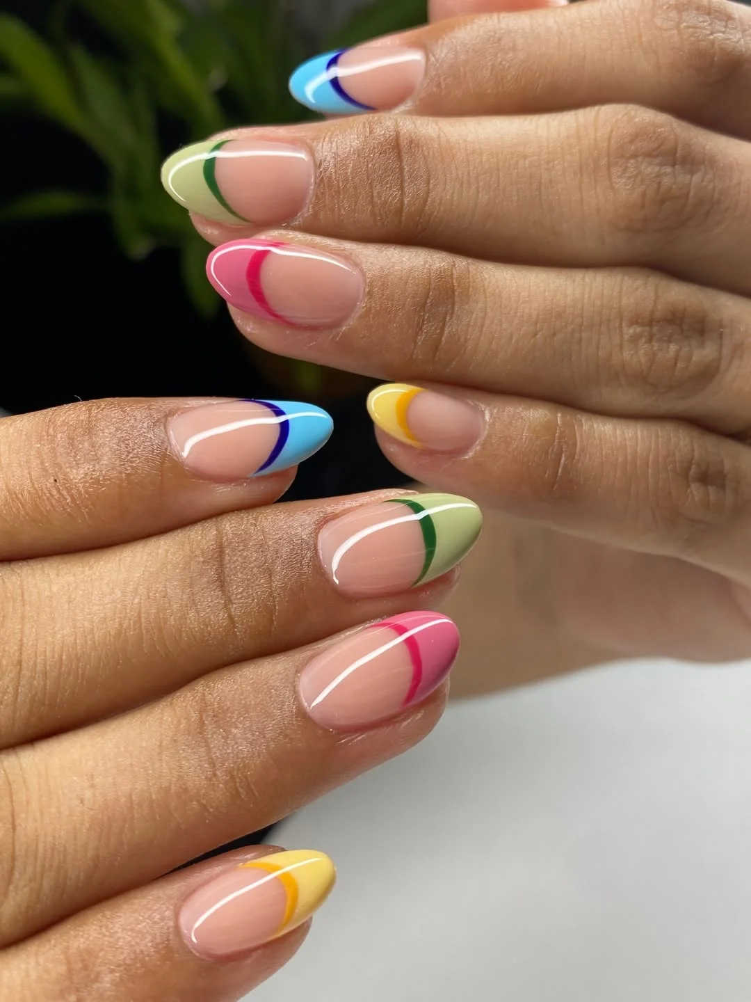 plain summer nails 2026 Color-Tipped Almond Nails With A Bare Base