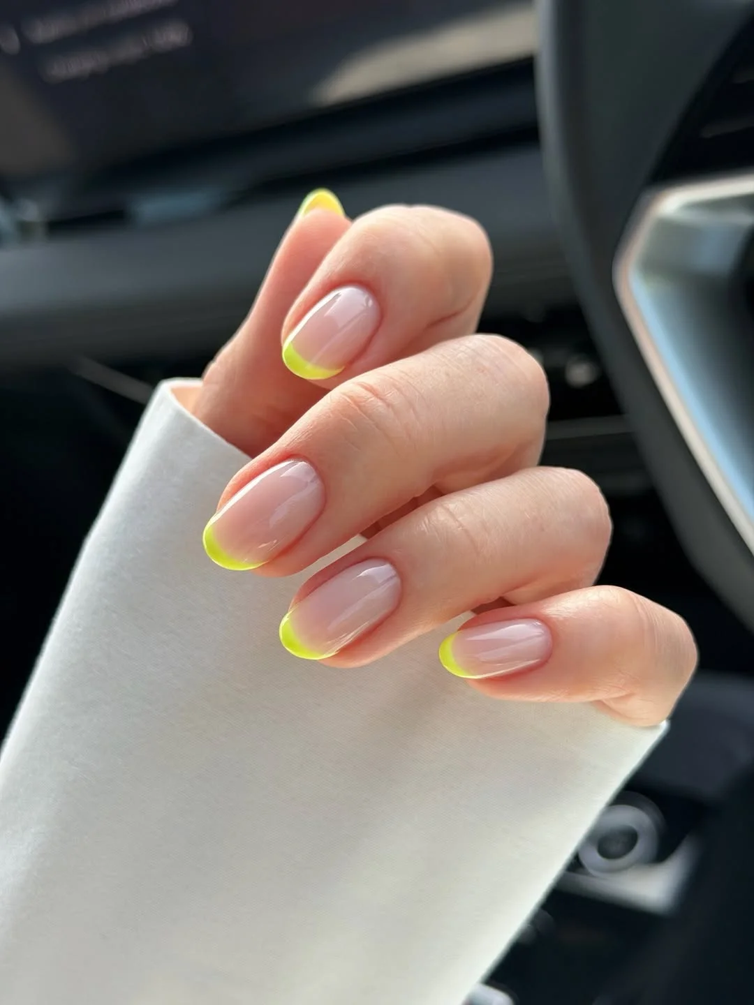plain summer nails 2026 Lime French Tips On A Clean Nude Base