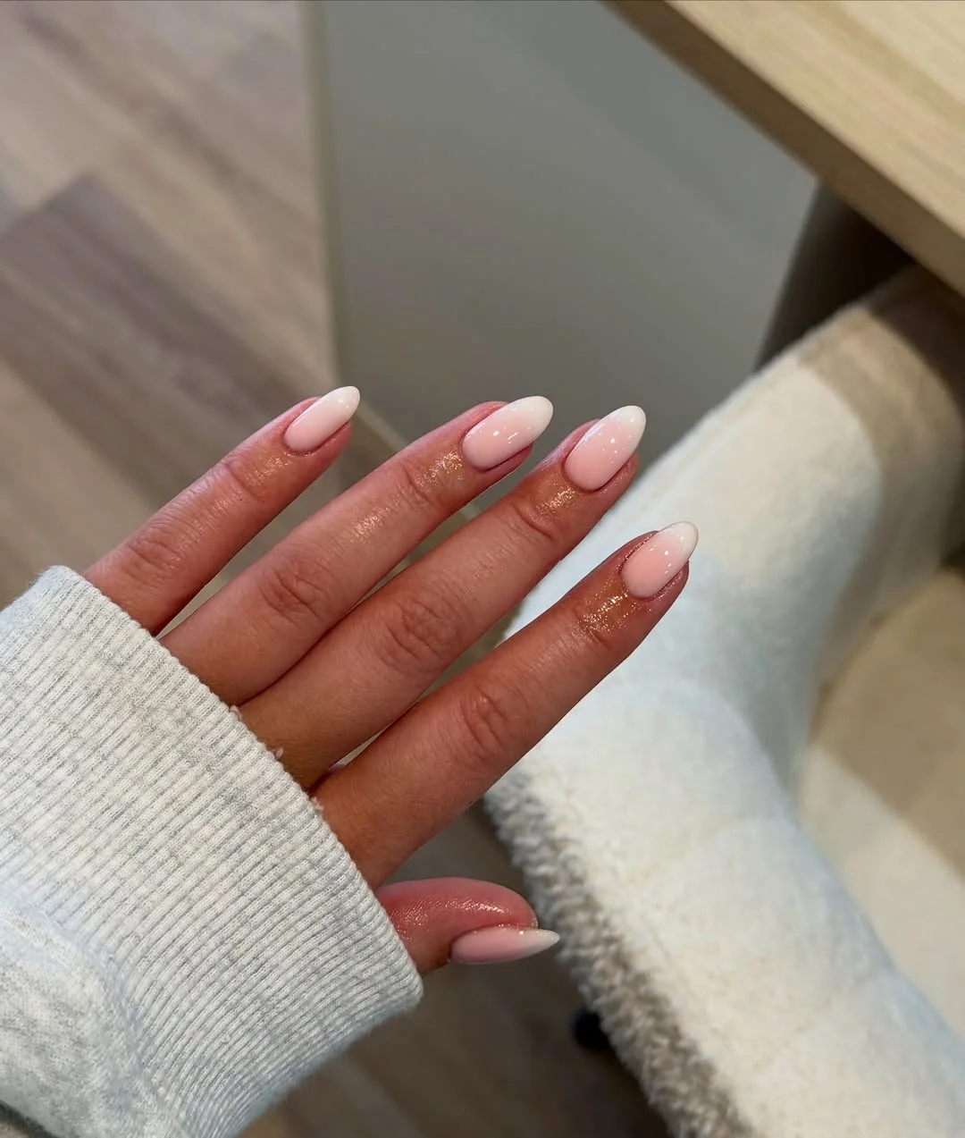 summer oval nails 2026 Milky Pink Long Oval Nails With Soft White Tips