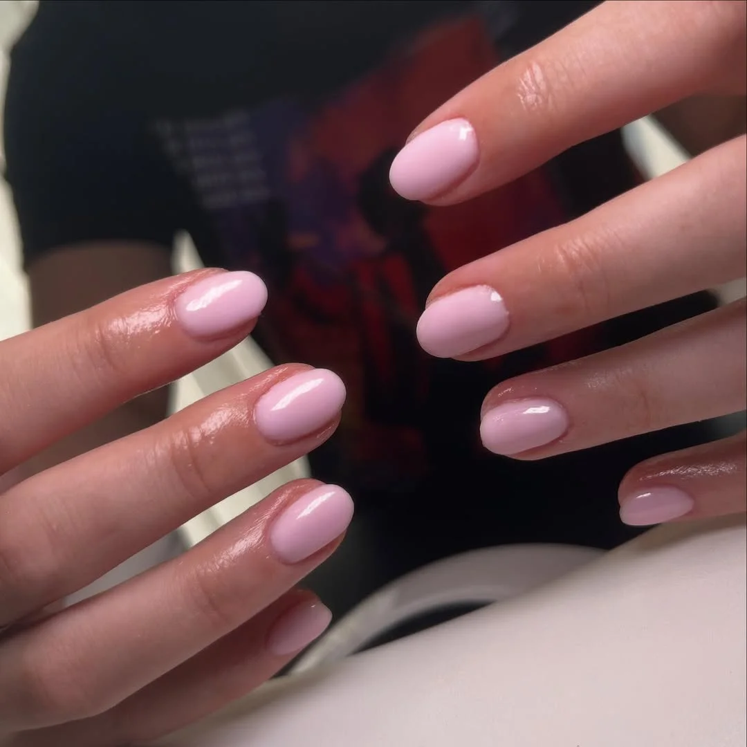 summer oval nails 2026 Soft Pink Oval Nails With A Clean Glossy Finish