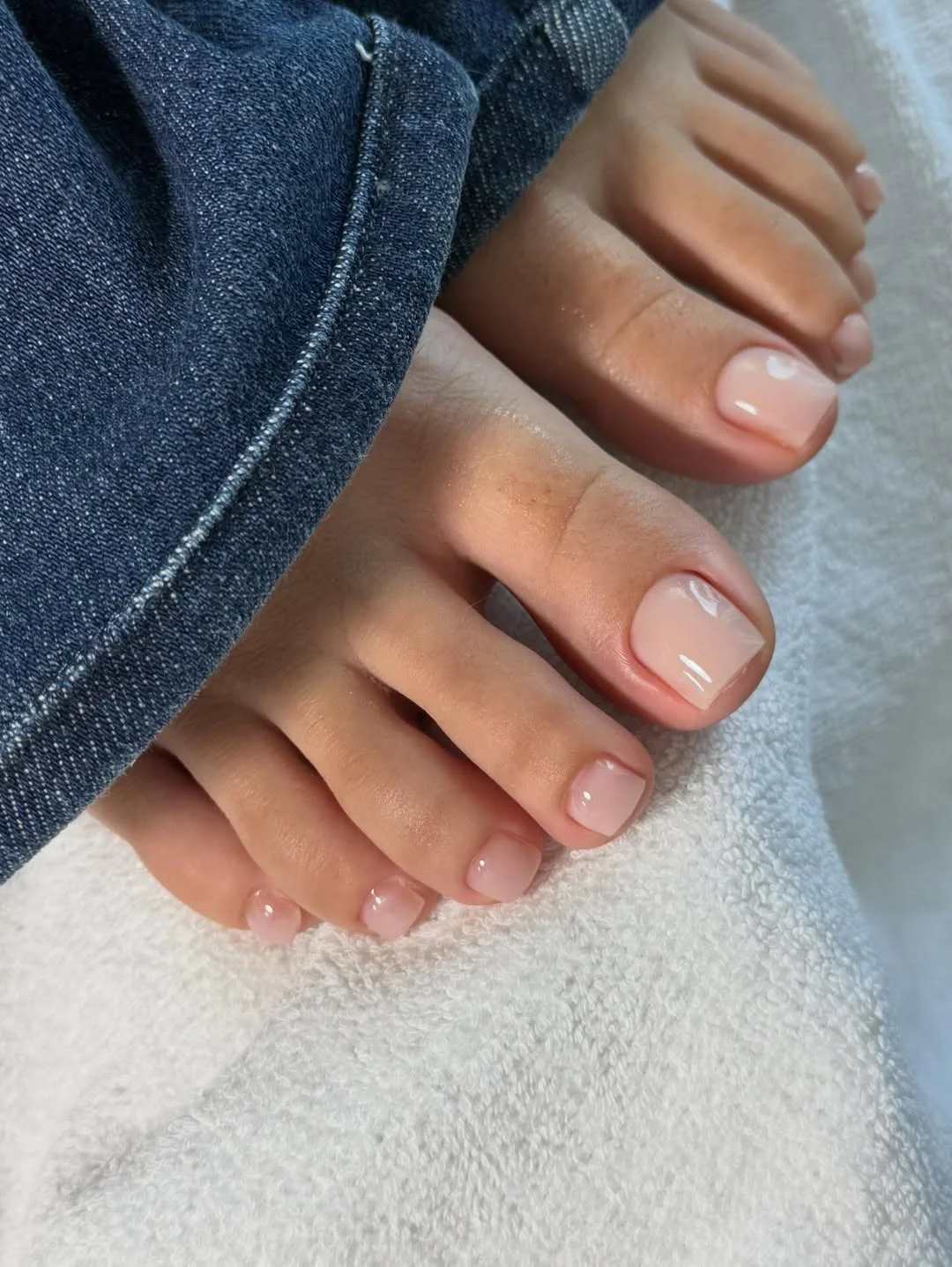 summer toe nails design ideas 2026 Sheer Pink Gloss Pedicure For Barely-There Summer Shine